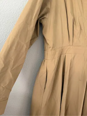 Cider Khaki 100% Cotton Wrap-Front Long Sleeve Midi Dress thumbnail 7