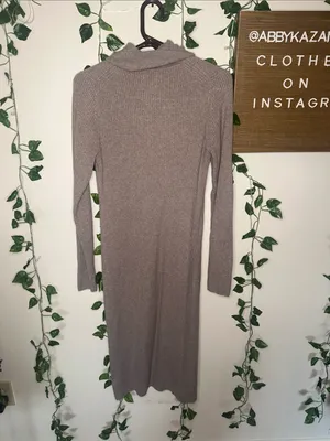 GAP CashSoft Turtleneck Maxi Sweater Dress Toasted Almond Brown NWOT thumbnail 7
