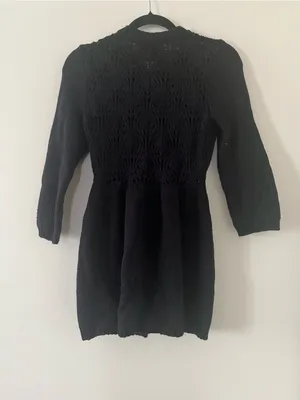 Vintage Y2K Black Babydoll Crochet Knit Cardigan Sweater Small Button Front thumbnail 5