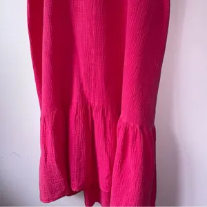 143 Lovestory Size M Pink Maxi Dress Gauzy Cotton Oversized Ruffle thumbnail 7