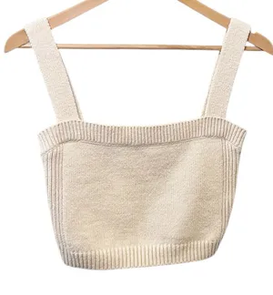 A.L.C. Women’s Winona Cream Cashmere Blend Cropped Knit Tank Top Large‎ thumbnail 1