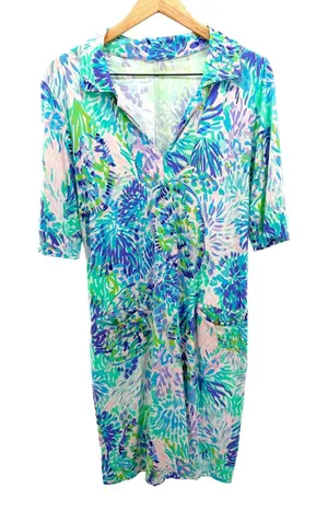 Lilly Pulitzer UPF 50+ Quincey Shell‎ Of A Party Polo Tennis Dress M Preppy thumbnail 1