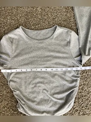 SHEIN Gray Marled Long Sleeve Crop Top Stretch Fitted Casual Size L thumbnail 3