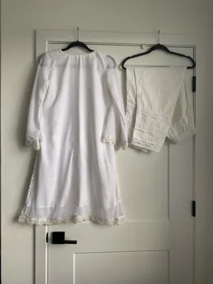 Pakistani/indian ready to wear Handmade White Shalwar Kameez outfit For Sale thumbnail 9