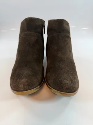 Lucky Brand Suede Ankle Boots‎ Brown Side Zip Low Heel Women Size 8 thumbnail 6