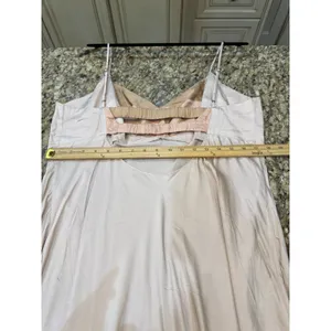 By Anthropologie Colorblock Satin Slip Dress Lounge Wear size XL cream color thumbnail 12