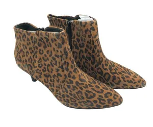 Clarks Linvale Judith Ankle Boots Suede Leopard Print Pointed Toe Heel Brown 6 thumbnail 1