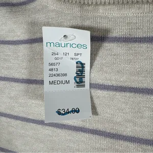 Maurices Sweater Womens‎ M Gray Purple Striped Faux Layered Chiffon Hem Pullover thumbnail 7