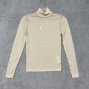 Madewell Shirt Womens 2XS Beige Mock Neck Semi‎ Sheer Pullover Tee Top NN260 XXS thumbnail 4