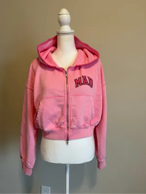 NWT Mad Happy X Gap Pink full size cropped hoodie size large limited edition thumbnail 6