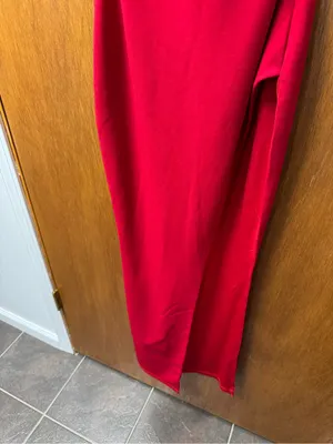 Babyboo Cyanne Square Neck Thigh Slit Scoop Back Maxi Dress Red XS Date Night thumbnail 6