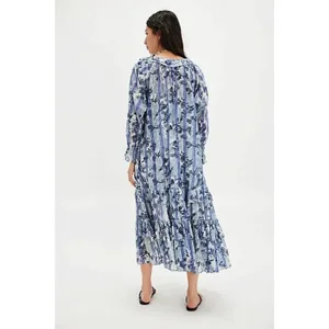 Free People Dainty Ruffle Cottage Garden Wonders Maxi Dress in Blue Combo Small thumbnail 4