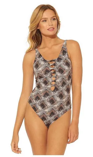 New. BLEU Rod Beattie snake print plunge swimsuit. Size 6. Retails $119 thumbnail 1