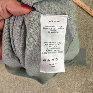 Quince Womens Organic Cotton Cashmere V-Neck Sweater M Grey SHWDC01 Ribbed Trim thumbnail 4