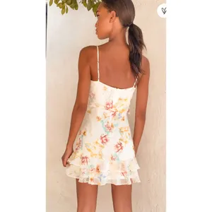 Lulus Sip of Chardonnay Cream Floral Print Ruffled Mini Dress Strappy Lined XL thumbnail 10