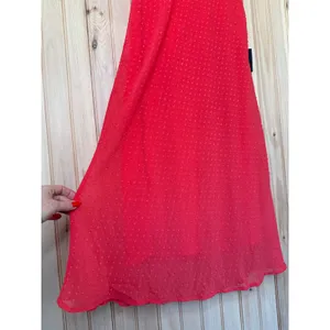 NWT Lulus Lulus Valonia Red Orange Ruffled Clip Dot Empire Waist Midi Dress Sz M thumbnail 5