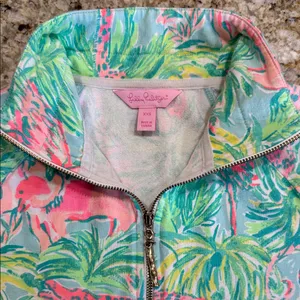 Lilly Pulitzer Skipper Popover Pink Green Animal Print • Sea Salt Blue on Parade thumbnail 3