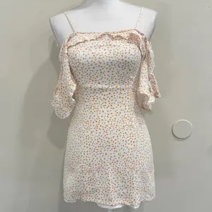 For‎ Love & Lemons Aurora Ruffle Mini Dress White Orange Star Print XS Celestial thumbnail 2