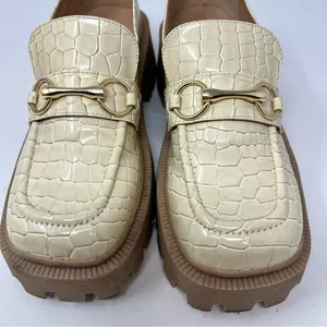 Urban Outfitters Boca Croc Lug Platform Loafers Cream Womens 9 Gold Bit Y2K thumbnail 7