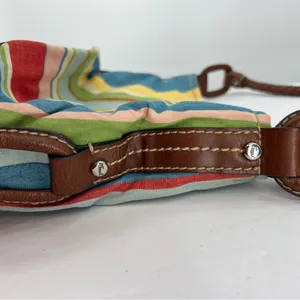 Fossil striped braided handle shoulder bag colorful magnetic closure casual thumbnail 8