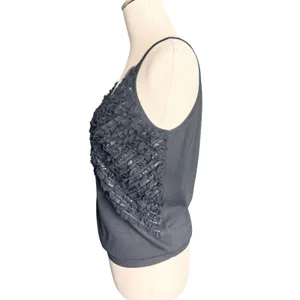 St. John Womens Black Wool‎ Blend Sequin Fringe Knit Camisole Top Size M thumbnail 5