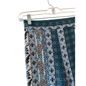 Iris Blue Multi Paisley Floral Bell Bottom Leggings Women Sz S thumbnail 9