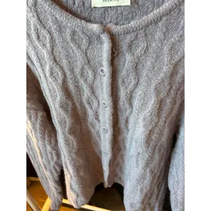 Breathe‎ Lavender Alpaca Blend Cable Knit Cardigan Sweater Purple Made in Korea thumbnail 6