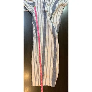 Gap Linen Pant Womens 6R Wide Leg Blue White Stripe Boho Coastal Prep‎ READ thumbnail 9