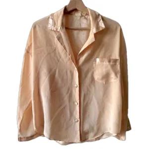 Vintage Victoria’s Secret Satin Pajama Top Small Cream Champagne Y2K Butter thumbnail 1
