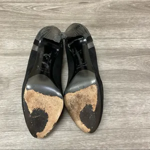 Gunmetal Black Suede Leather Platform Stiletto Pumps Italy 37 thumbnail 4