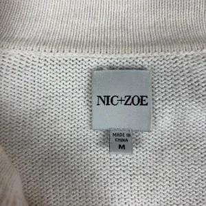 NIC+ZOE Sweater Womens M White Collared Pullover Puff Sleeve Tight-Knit thumbnail 4