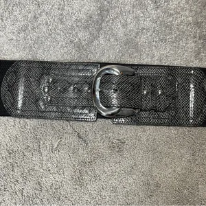Black Faux Snake‎ Skin Wide Elastic Waist Belt size 1X thumbnail 2
