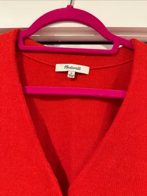 Madewell‎ Bright Red wool Button Cardigan small thumbnail 3