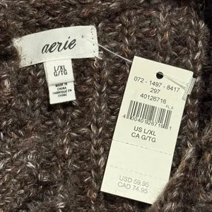 NWT Aerie Preppy Sweater Vest Oversized Chunky Brown L/XL Dark Academia Cozy thumbnail 3