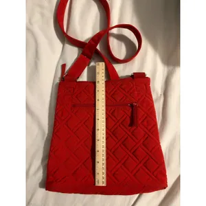 Vera Bradley Crossbody Bag Quilted Microfiber Red Orange Slim Adjustable Strap thumbnail 7