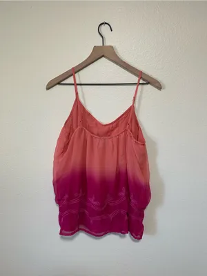 💗Charlotte Russe Pink Coral Ombre Sequin Lace-Trim Tank thumbnail 5