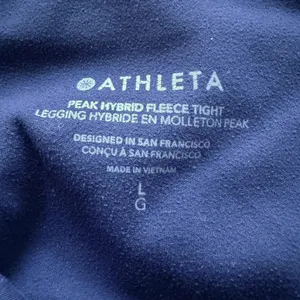 Athleta Peak Hybrid Fleece Tight Leggings Womens Large Navy Blue Outdoor Camping thumbnail 8