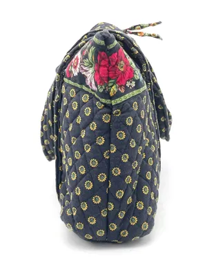 Vera Bradley Betsy Bag Vibrant Black Retired Quilted Floral Zip Top Tote Bag VTG thumbnail 5