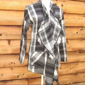 NWT Lucky Brand Black Gray Wrap Jacket Cardigan thumbnail 3