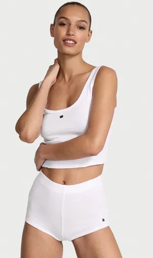 Victoria’s Secret 100% Cotton Tank & Shorts Pajama Set white size L thumbnail 1