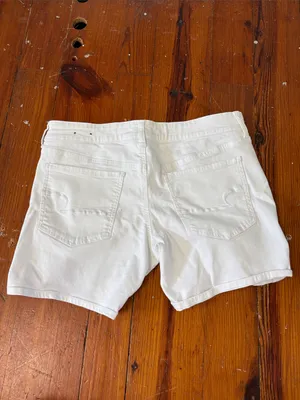 American Eagle Super Stretch White Denim Shorts Casual Summer Size 14 thumbnail 7