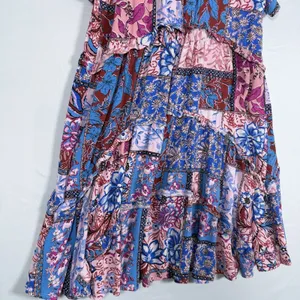 Anthropologie‎ Size-S Robin Mini Dress Blue Pink Paisley Patchwork thumbnail 6