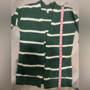 No Boundaries Forest Green and White Striped‎ Cardigan thumbnail 7