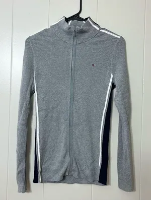 Tommy Hilfiger Gray Full Zip Womens Sweater Size S thumbnail 1