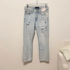 AEROPOSTALE Jeans Sz 6R Light Wash Distressed Ankle Straight Leg‎ Stretch thumbnail 4