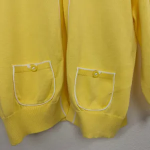 Lilly Pulitzer Cardigan Womens S/M Yellow White Cotton Open Front Knit Sweater thumbnail 3