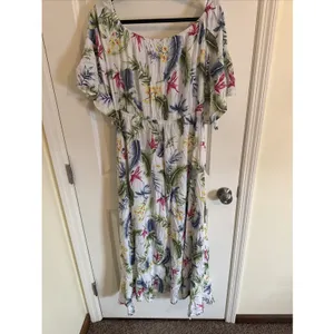 Label Of Love Anthropologie Floral Toscana Smock Maxi Dress XL Boho‎ Coastal thumbnail 6