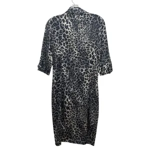 Zara Basic Leopard Print Button Front Dress Animal Print Black Women’s Medium thumbnail 6