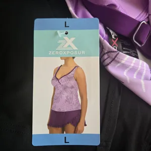 ZeroXposur Tankini Swimsuit Women Large Purple Floral Swim Skirt 2 Piece NWT thumbnail 7