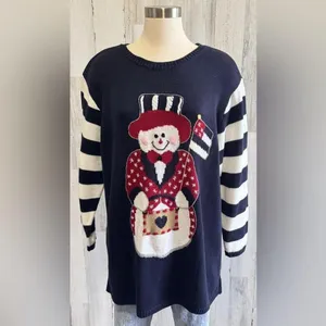 Vintage Christmas Snowman Sweater Size‎ 1X Kitschy whimsical Americana thumbnail 7
